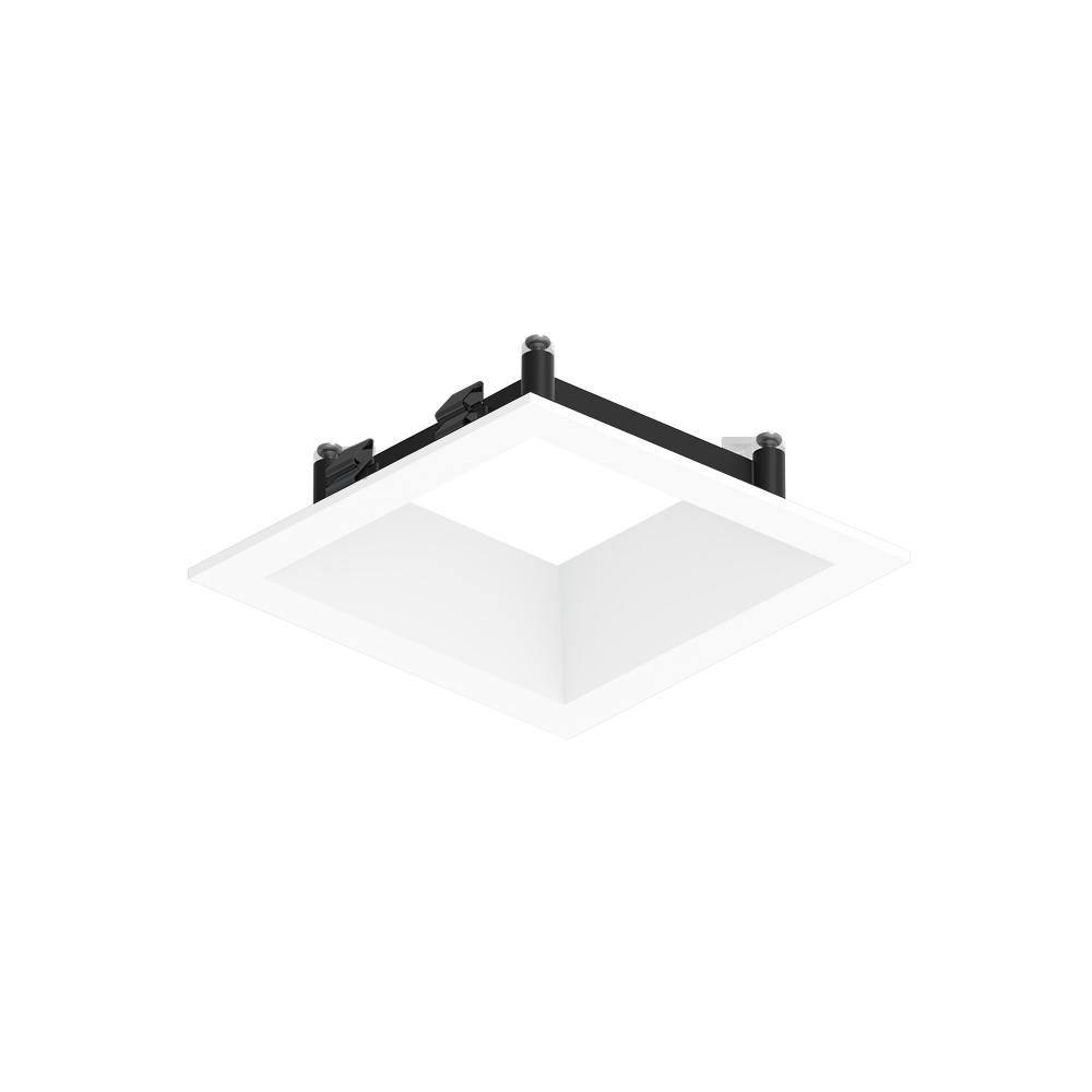 3" Apollo Square Flanged Downlight Trim with Clear Lens, White Finish