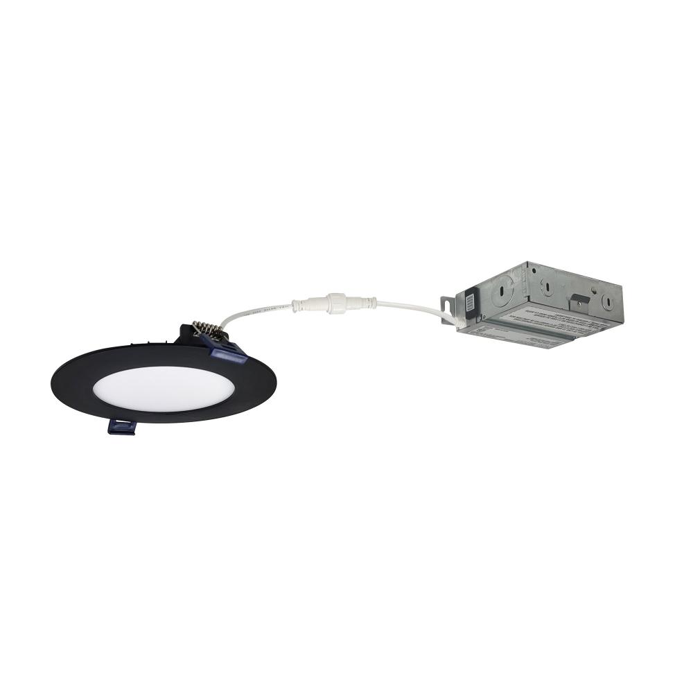 4" FLAT Non-Metallic Can-less LED Downlight, Selectable CCT, 700lm / 10W, Black finish