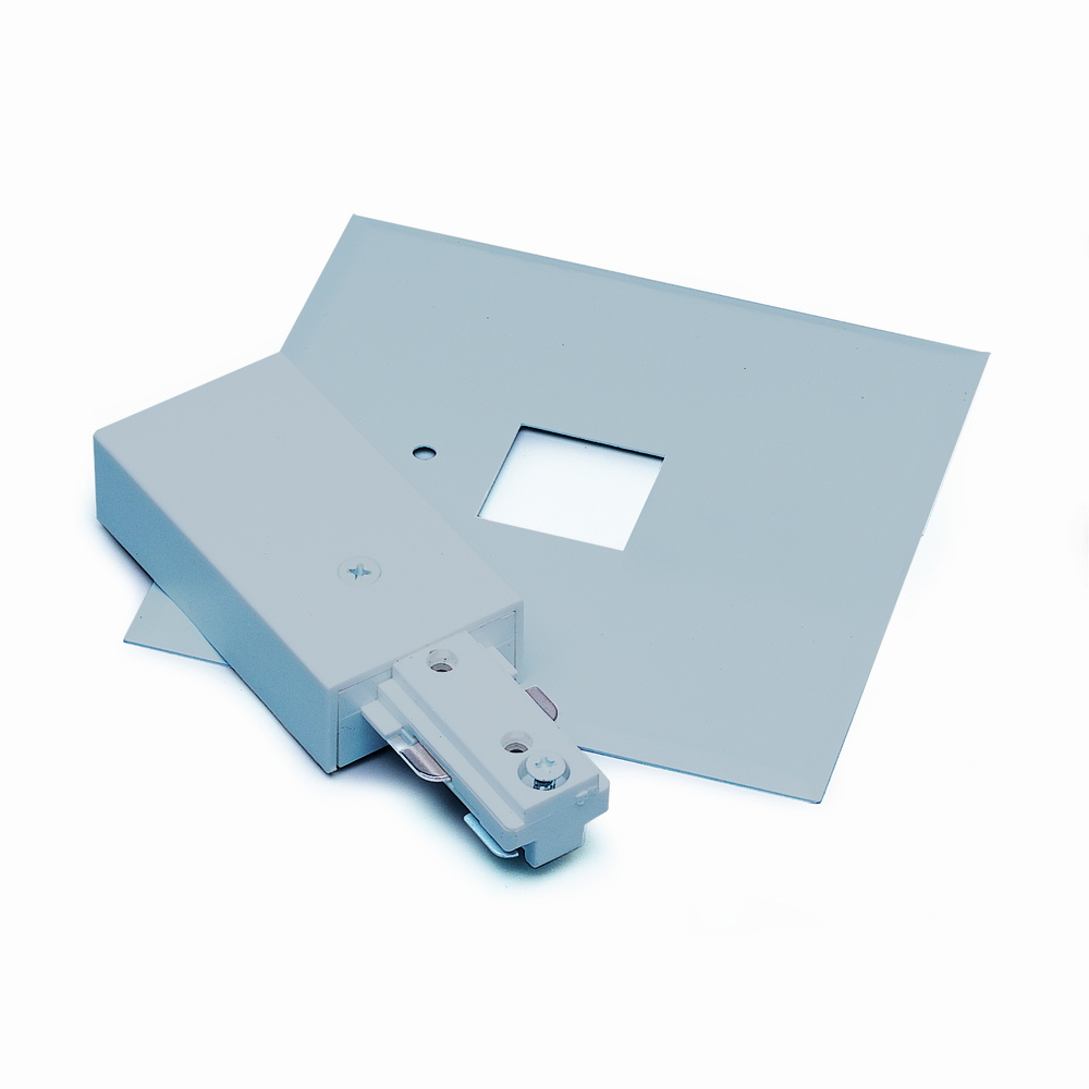 Live End Feed with Cover for Two-Circuit Track, Silver Finish