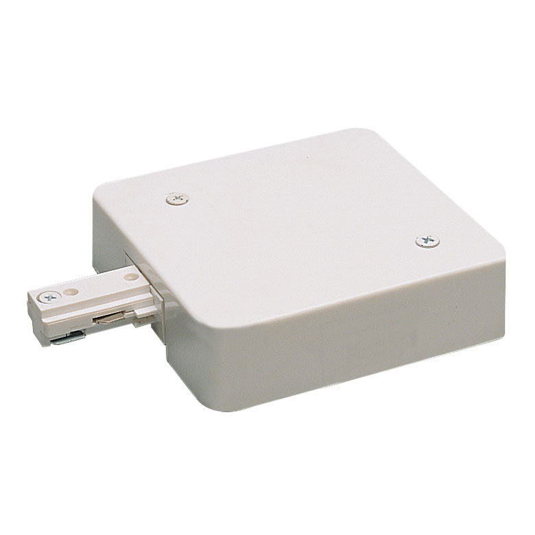 Live End Feed w/ Current Limiter, 2.5 Amps, One-Circuit Track, White Finish