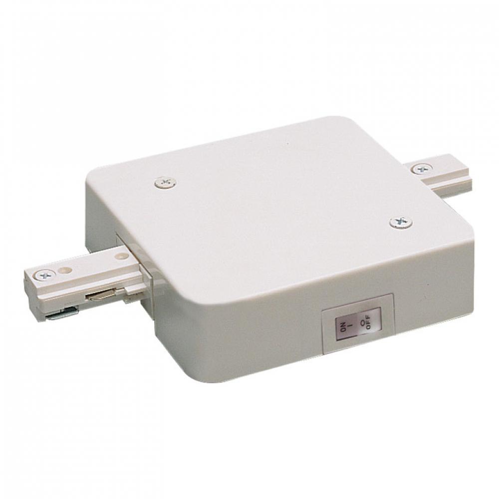 In-Line Feed with Circuit Breaker, Two-Circuit Track, 7.5 Amps, White Finish