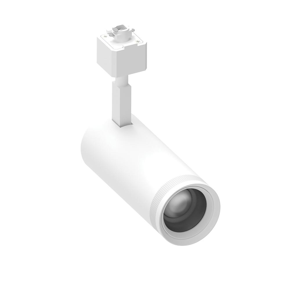 Zoomable Track Light with Selectable CCT, 20W / 1550lm, Adjustable Beam Angle, White finish, L-Style