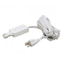 Nora NT-321W - Live End Feed with 12' Cord and Plug for One-Circuit Track, White Finish