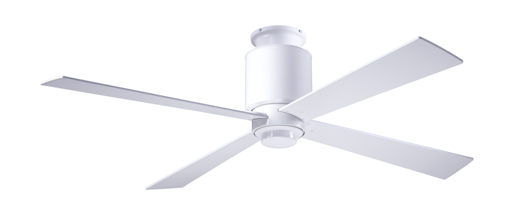 Lapa Flush Fan; Gloss White Finish; 50" Black Blades; No Light; Fan Speed and Light Control (3-w