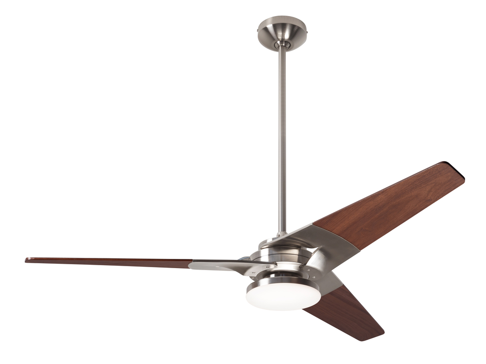 Torsion Fan; Bright Nickel Finish; 52" Mahogany Blades; 20W LED; Fan Speed and LT Control (3-wir