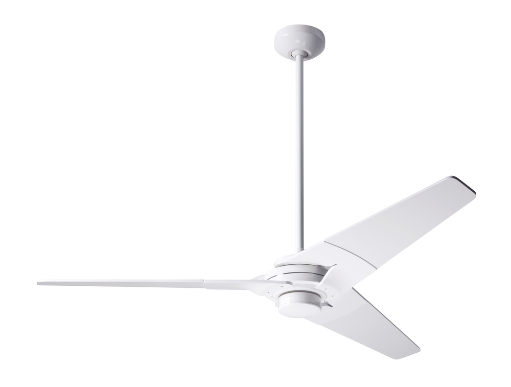 Torsion Fan; Gloss White Finish; 52" Black Blades; No Light; Fan Speed and Light Control (3-wire