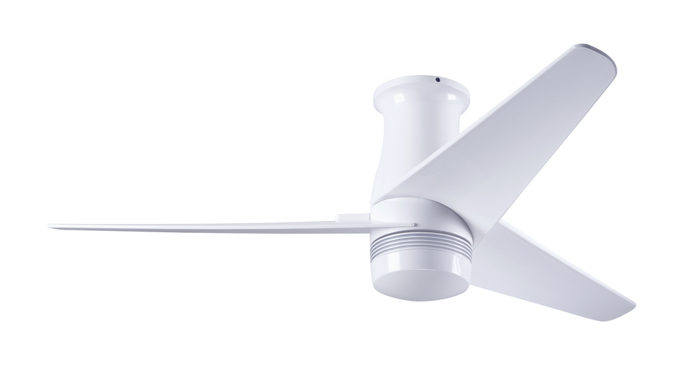 Velo Flush DC Fan; Gloss White Finish; 48" White Blades; No Light; Wall Control