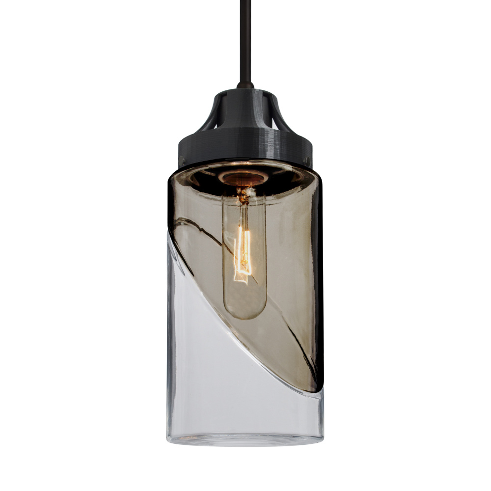 Besa, Blink Cord Pendant, Trans. Smoke/Clear, Black Finish, 1x4W LED Filament