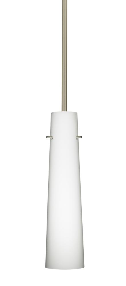 Besa Camino Stem Pendant Satin Nickel Opal Matte 1x40W E12 base
