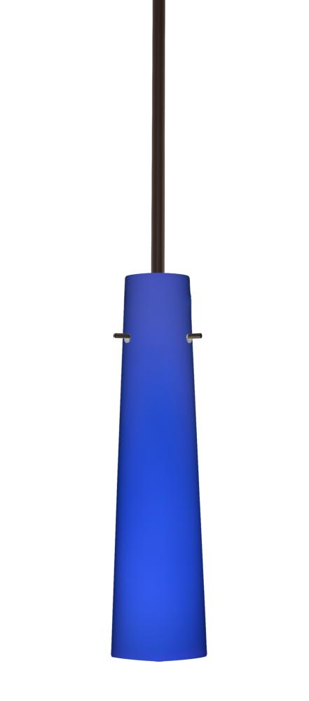 Besa Camino Stem Pendant Bronze Cobalt Blue Matte 1x40W E12 base