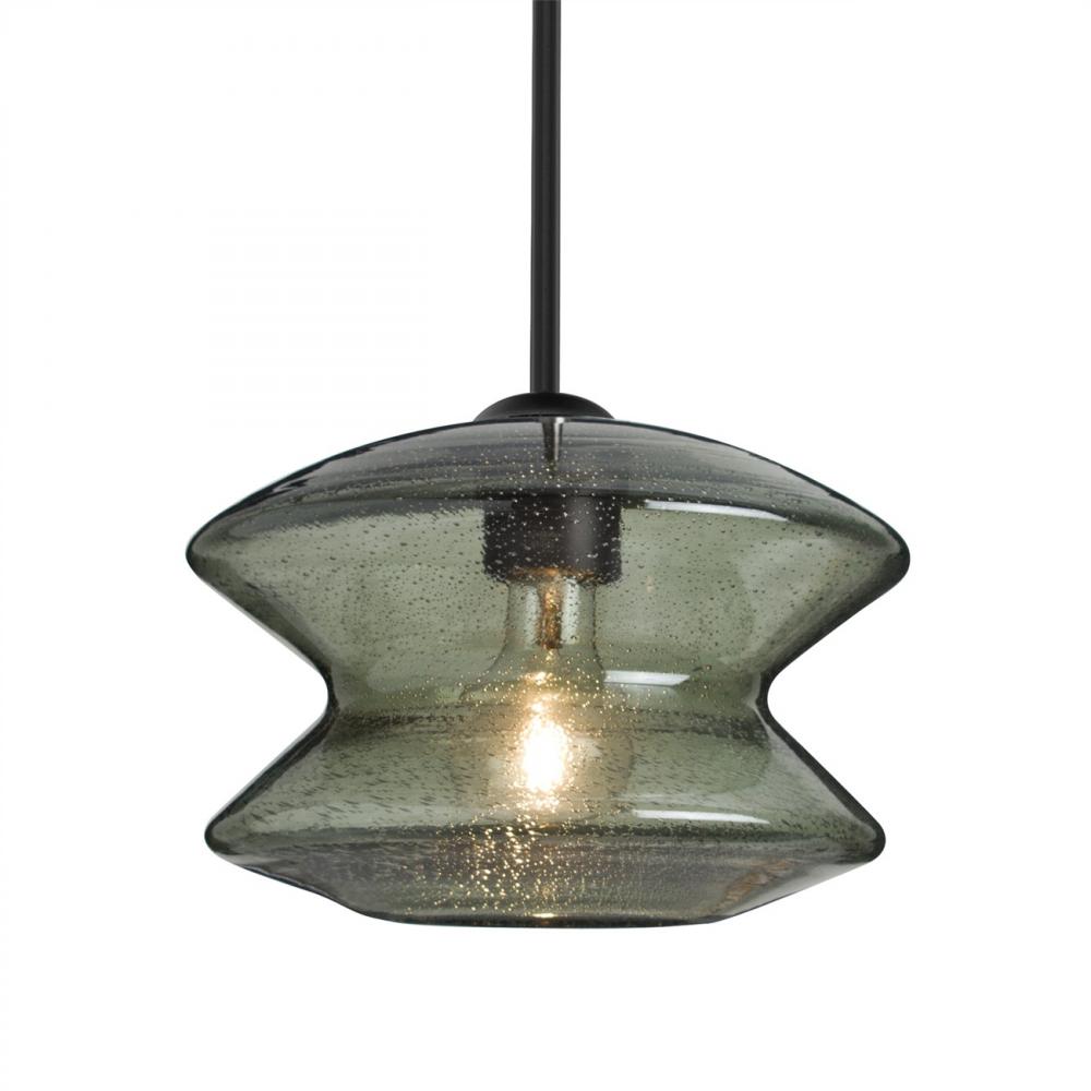 Besa, Zen Stem Pendant, Moss Bubble, Black Finish, 1x60W Medium Base