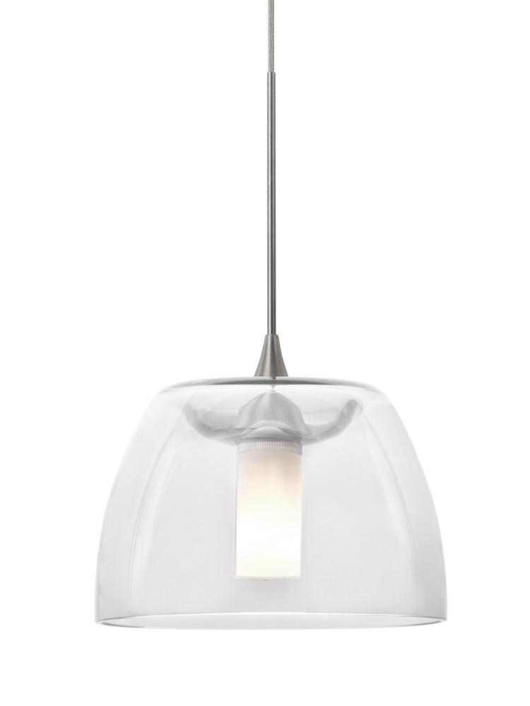Besa Spur Cord Pendant, Clear, Satin Nickel Finish, 1x35W MAX GY6.35 Base