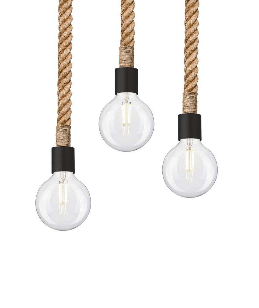 Besa Solo Rope Pendant, Black, 3x75W T8