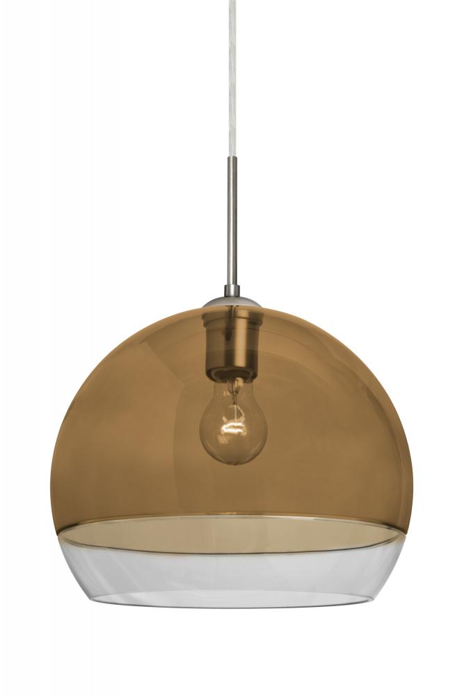 Besa, Ally 12 Cord Pendant For Multiport Canopy, Amber/Clear, Satin Nickel Finish