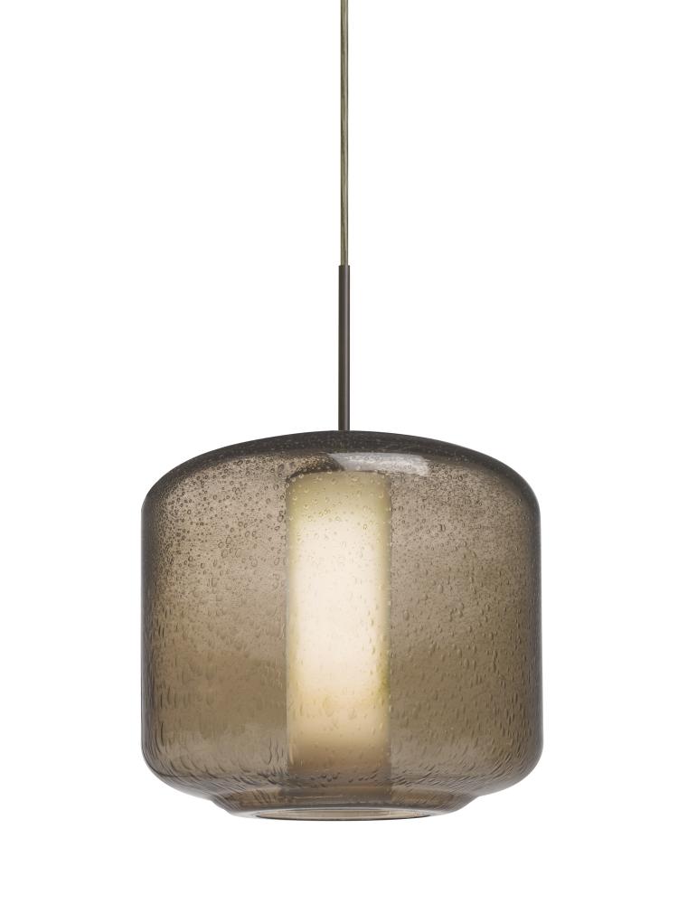 Besa Niles 10 Pendant For Multiport Canopy, Smoke Bubble/Opal, Bronze Finish, 1x60W Medium Base