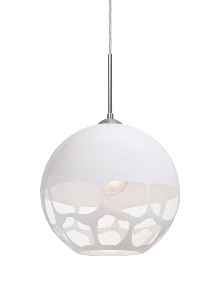 Besa, Rocky Cord Pendant For Multiport Canopies, White, Satin Nickel Finish, 1x60W Medium Base