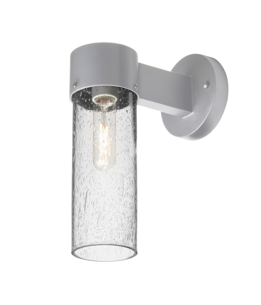 Besa, Juni 10 Outdoor Sconce, Clear Bubble, Silver Finish, 1x4W LED Filament