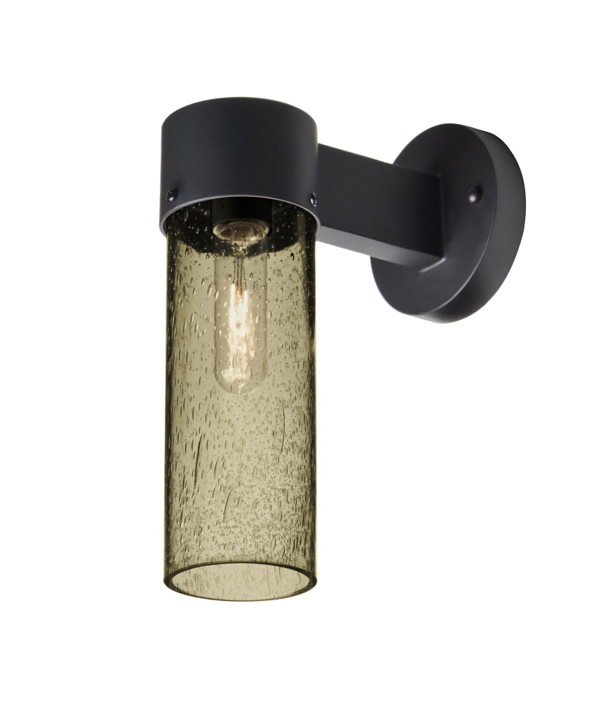 Besa, Juni 10 Outdoor Sconce, Latte Bubble, Black Finish, 1x4W LED Filament