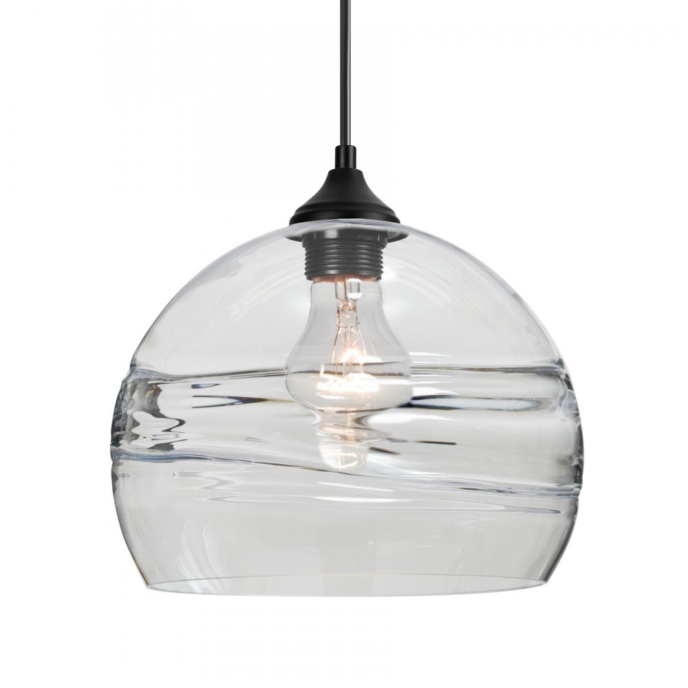 Besa Spirit 10 Outdoor Pendant, Clear, Black Finish, 1xE26 Base