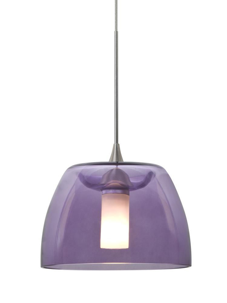 Besa Spur Cord Pendant, Plum, Satin Nickel Finish, 1x35W MAX GY6.35 Base