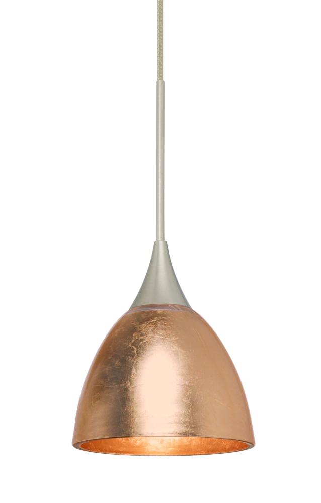 Besa Divi Pendant, Copper Foil, Satin Nickel, 1x50W MAX GY6.35