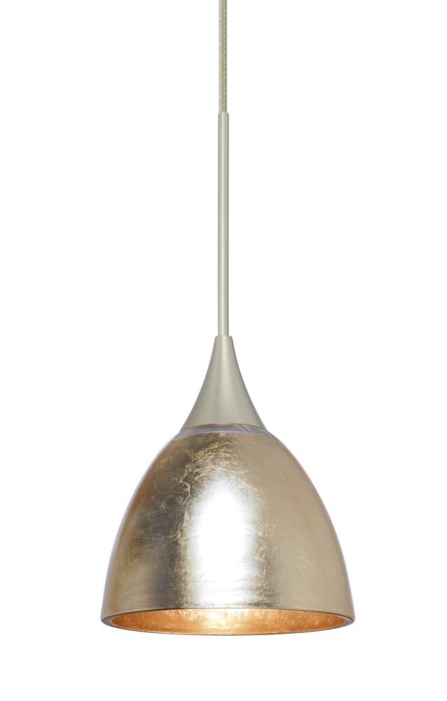 Besa Divi Pendant, Gold Foil, Satin Nickel, 1x50W MAX GY6.35
