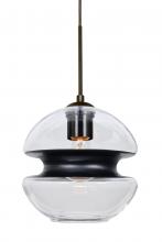 Besa Lighting 1JC-HULA8BK-BR - Besa, Hula 8 Cord Pendant, Clear/Black, Bronze Finish, 1x60W Medium Base