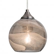 Besa Lighting 1JC-JILLYSM-SN-L - Besa, Jilly Cord Pendant, Vapor Smoke, Satin Nickel Finish, 1x60W Medium Base, 15Ft. Cord