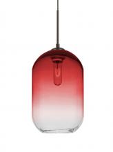 Besa Lighting J-OMEGA12RD-BR - Besa, Omega 12 Cord Pendant For Multiport Canopies, Red/Clear, Bronze Finish, 1x60W Medium Base