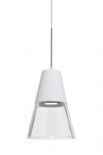 Besa Lighting RXP-TIMO6WC-LED-SN - Besa, Timo 6 Cord Pendant, Clear/White, Satin Nickel Finish, 1x9W LED