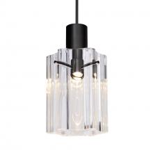 Besa Lighting X-ICE4CL-LED-BK - Besa Ice 4 Pendant for Multiport Canopy, Clear Glass, Black Finish, 1x3W LED