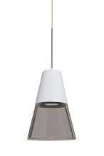Besa Lighting X-TIMO6WS-LED-SN - Besa, Timo 6 Cord Pendant For Multiport Canopies, Smoke/White, Satin Nickel Finish, 1x9W LED