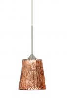 Besa Lighting XP-5125CF-SN - Besa Pendant Nico 4 Satin Nickel Stone Copper Foil 1x35W MAX GY6.35 Base