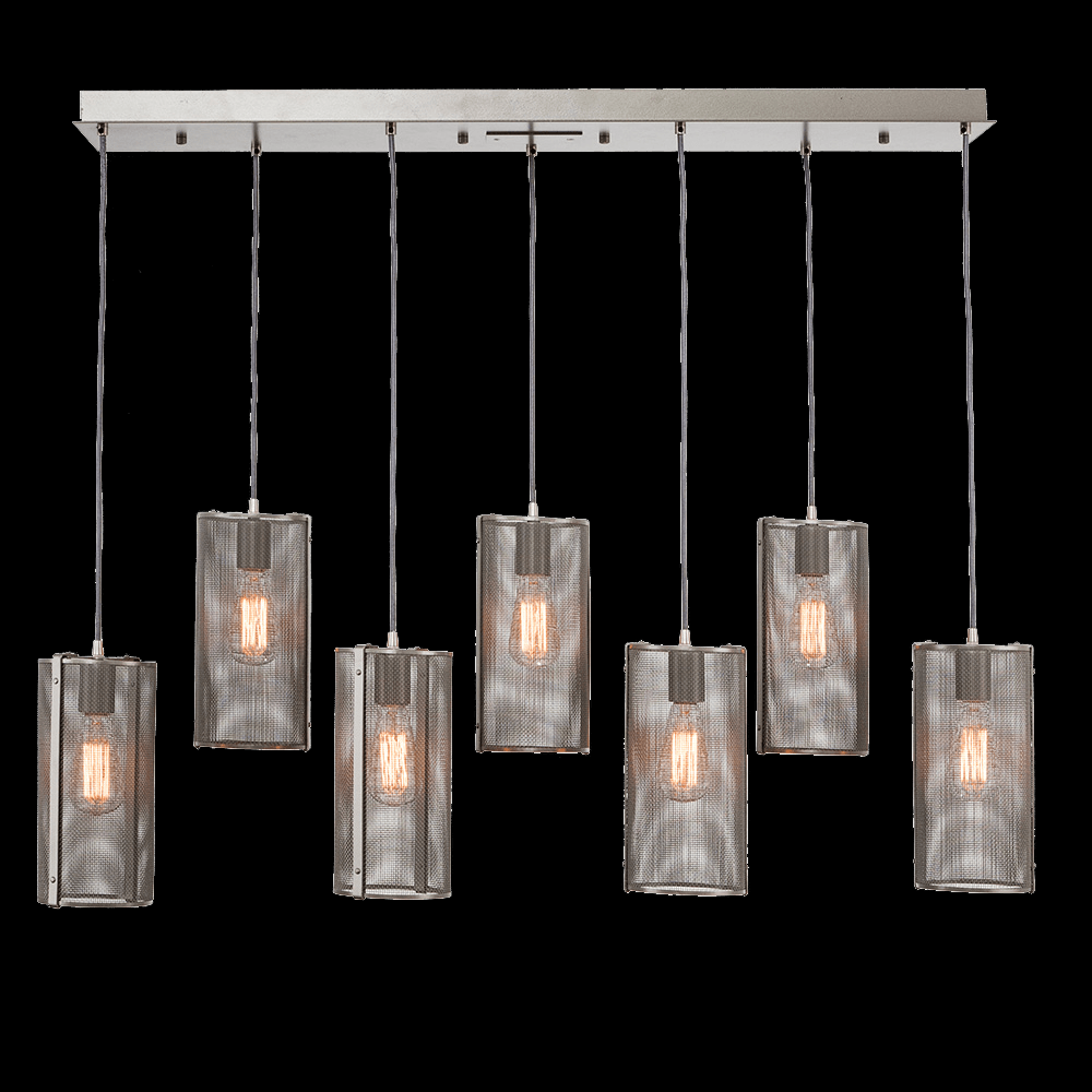 Uptown Mesh Linear Multi-Pendant-05-Novel Brass-Frosted Glass-Cloth Braided Cord-LED 3000K