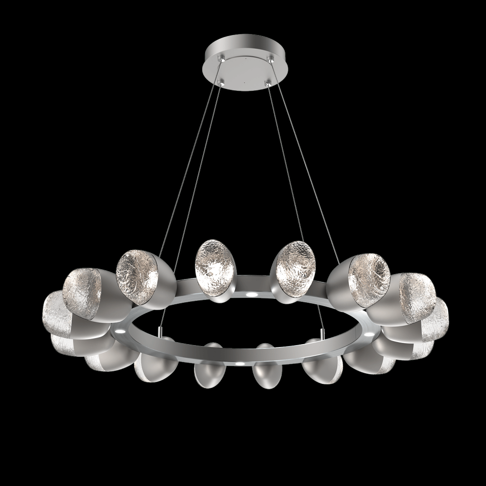 Pebble 36" Ring (16 Small Glass)-Satin Nickel-Pebble Clear