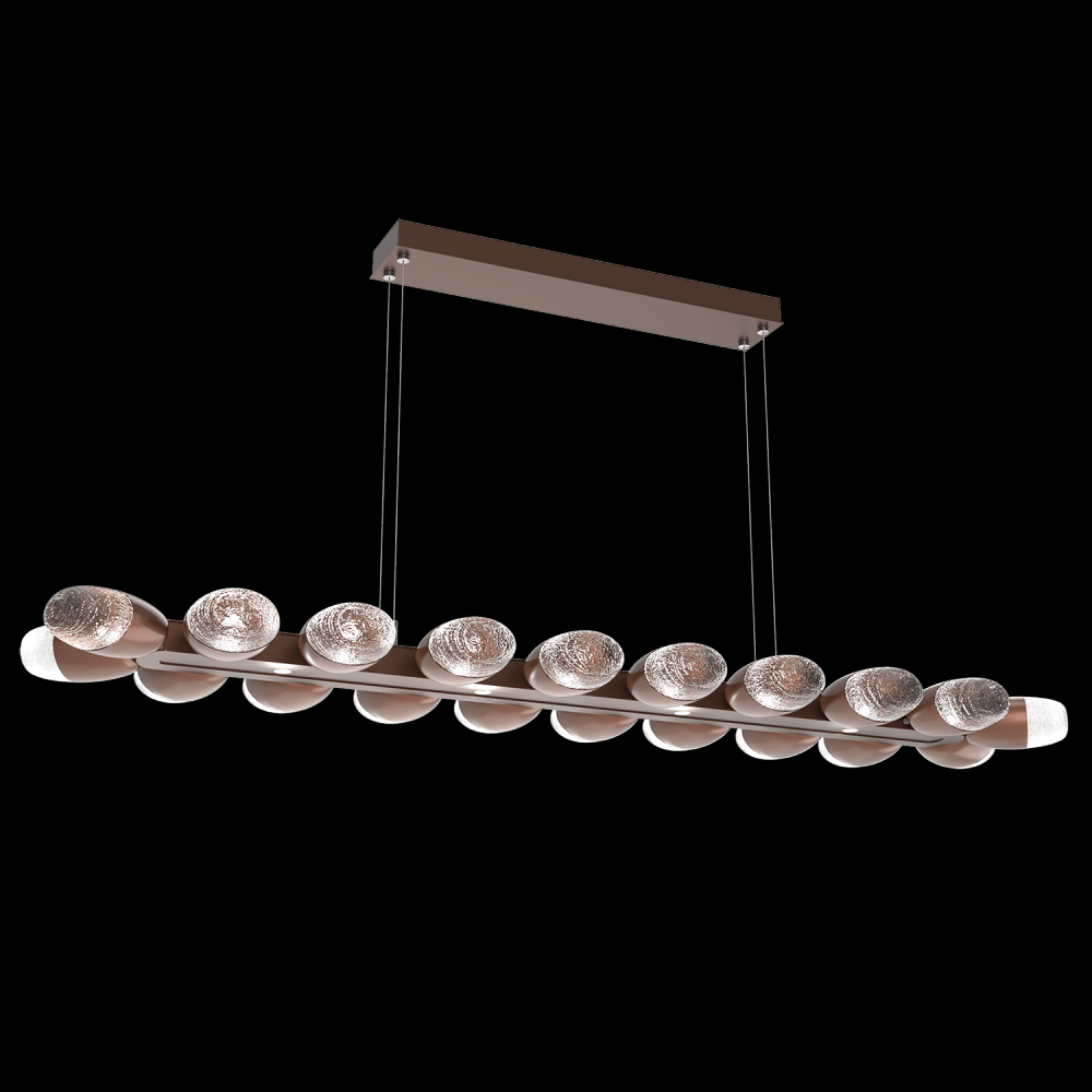 Pebble Linear Suspension 60" Small Glass-Oil Rubbed Bronze-Pebble Clear
