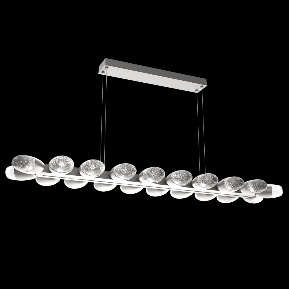 Pebble Linear Suspension 60" Small Glass-Satin Nickel-Pebble Clear