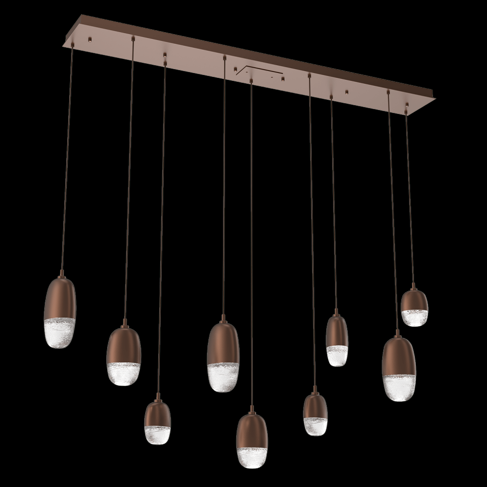 Pebble 9 Linear Multiport S/M/L Glass-Oil Rubbed Bronze-Pebble Clear