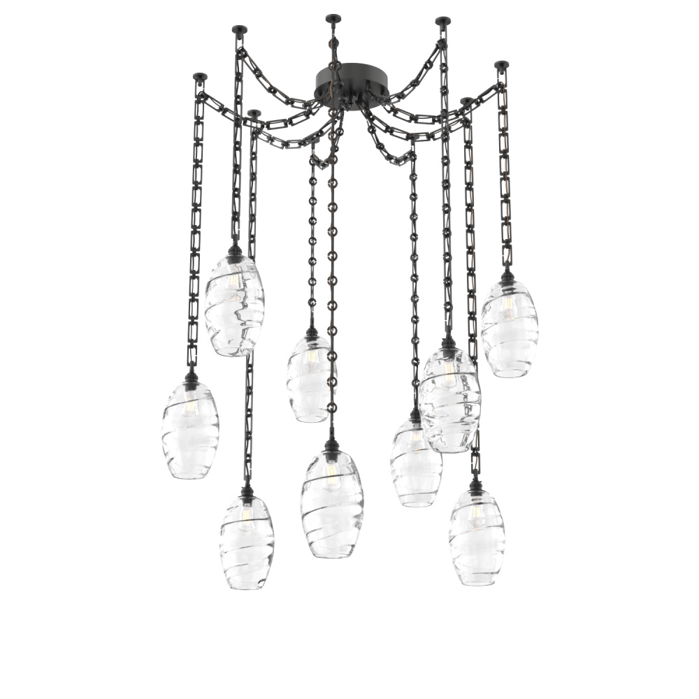 Ellisse Multi Light Pendant Multi Port Canopy Matte Black