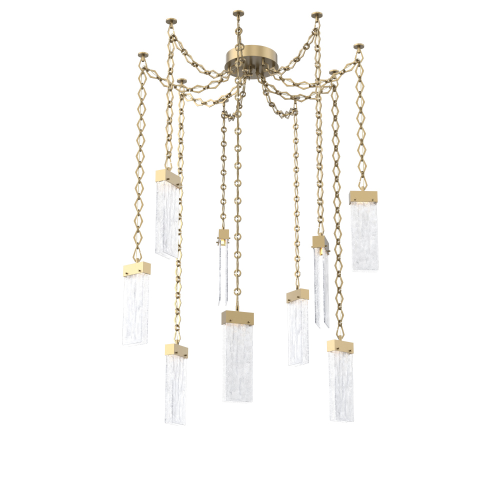 Parallel Multi Light Pendant Multi Port Canopy Gilded Brass