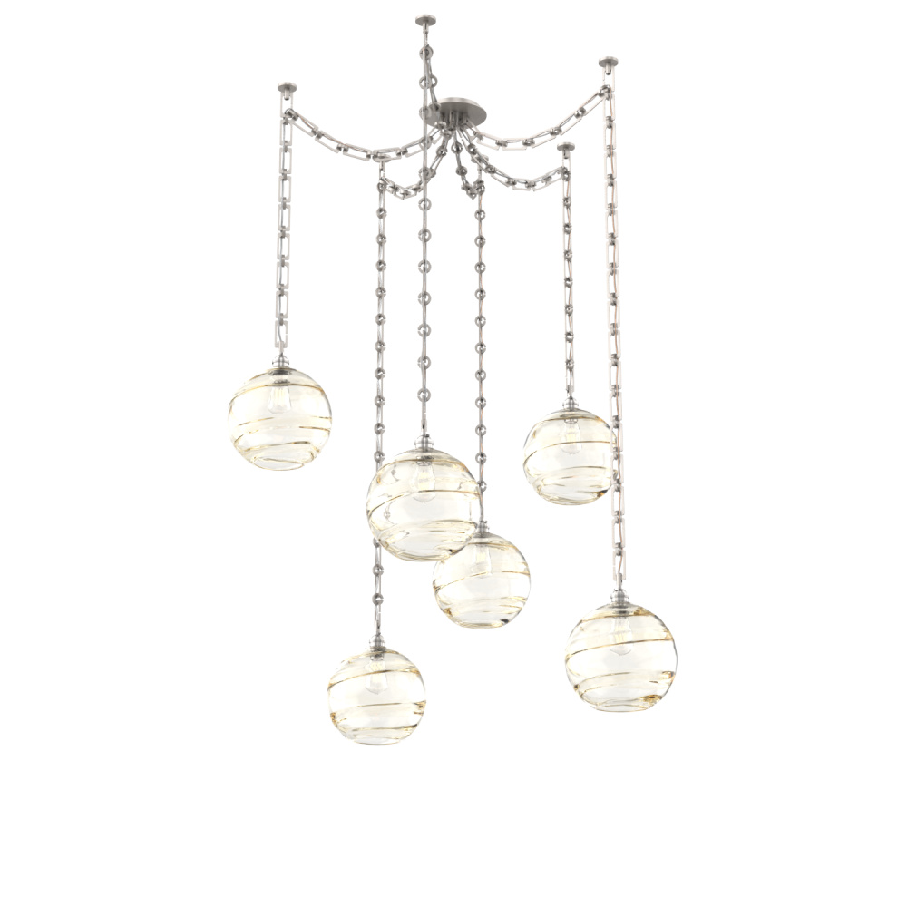 Terra Multi Light Pendant Multi Port Canopy Beige Silver
