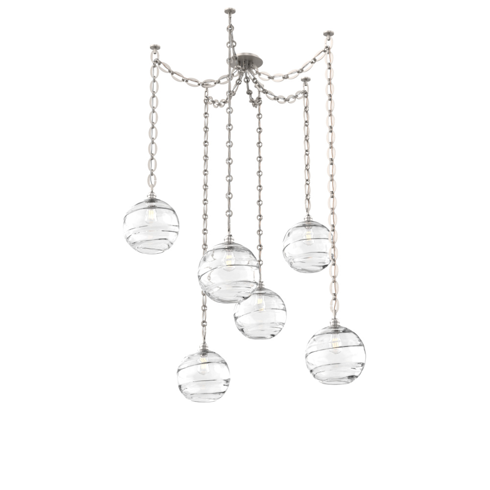 Terra Multi Light Pendant Multi Port Canopy Beige Silver