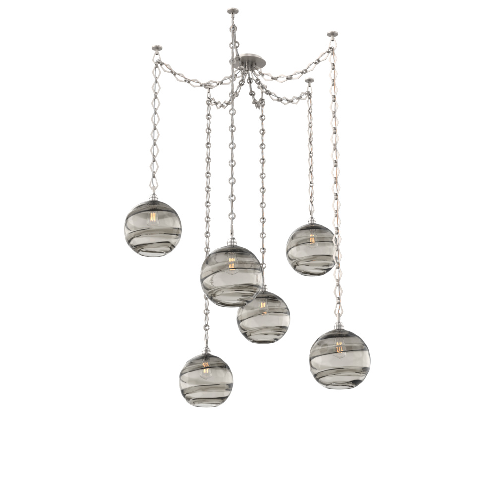 Terra Multi Light Pendant Multi Port Canopy Beige Silver
