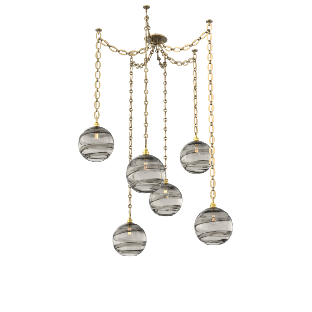 Terra Multi Light Pendant Multi Port Canopy Gilded Brass