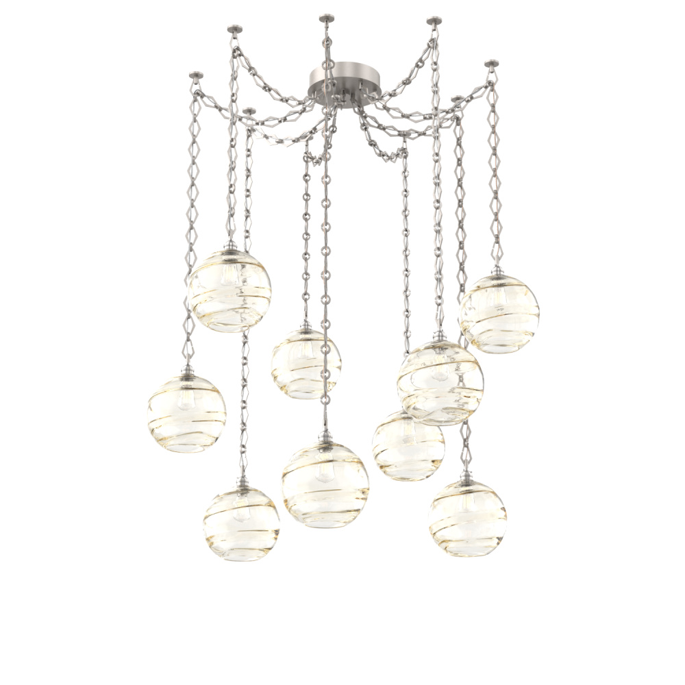 Terra Multi Light Pendant Multi Port Canopy Beige Silver
