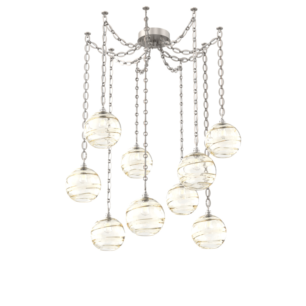 Terra Multi Light Pendant Multi Port Canopy Beige Silver
