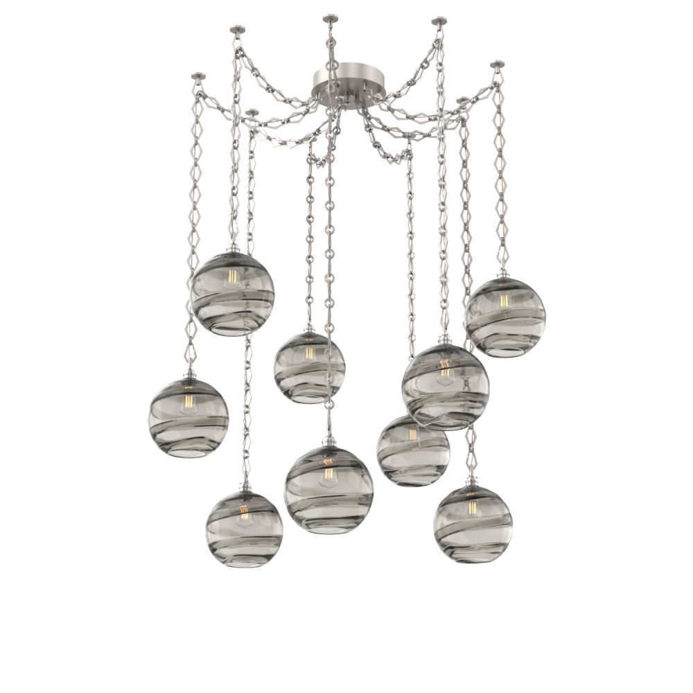 Terra Multi Light Pendant Multi Port Canopy Beige Silver