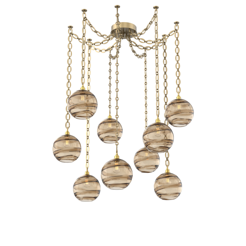 Terra Multi Light Pendant Multi Port Canopy Gilded Brass