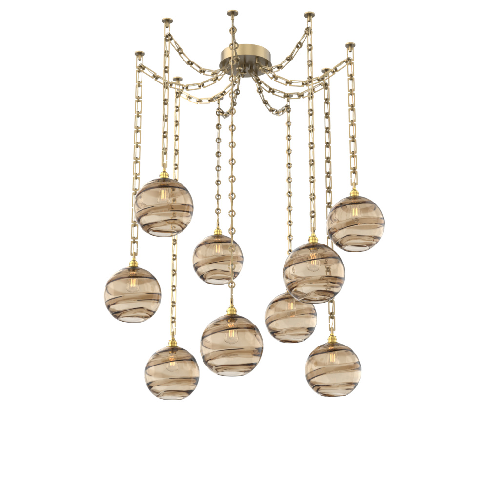 Terra Multi Light Pendant Multi Port Canopy Gilded Brass