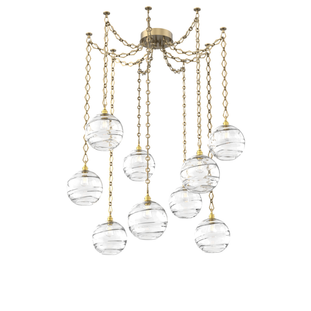 Terra Multi Light Pendant Multi Port Canopy Gilded Brass